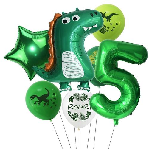 G5 - Ballon dinosaure, 32 pouces, 7 pièces/ensemble, Dragon, vert, or, Dino Globos, décoration de fête prénatale, anniversaire