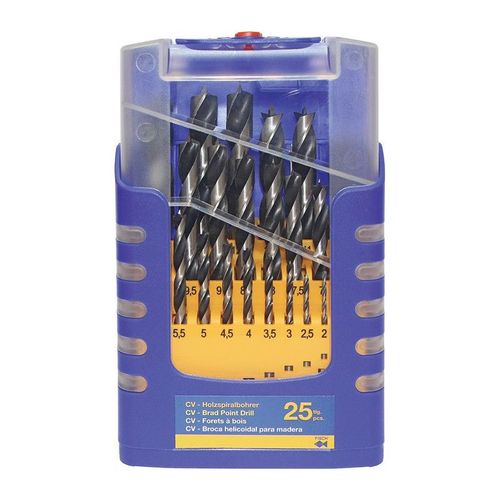 Jeu de forets bois 012K 25 pièces D. 1-13 mm par incréments de 0,5 mm acier CV FISCH-TOOLS