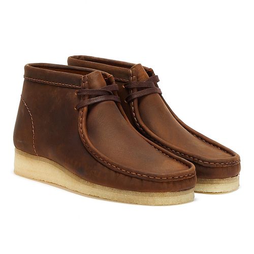 Clarks Wallabee Leather Bottes Marron En Cire D'abeille Pour Hommes - 39 1/2