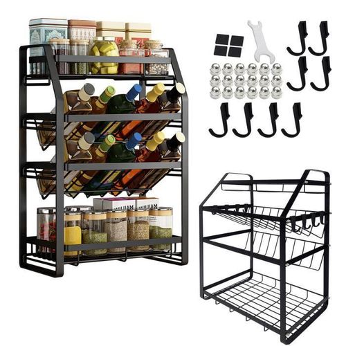 Yuenfong Étagère À Épices À 4 Étages En Métal, Organiseur De Cuisine , Support À Épices, Rangement Pour La Plupart Des Pots À Épices