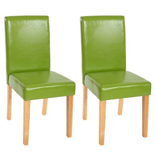 Lot De 2 Chaises De Salle À Manger Simili-Cuir Vert Pieds Clairs Cds04031