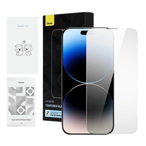 Privacy Tempered Glass Baseus Iphone 14 Pro Max (2pcs) With 2 Cleanin