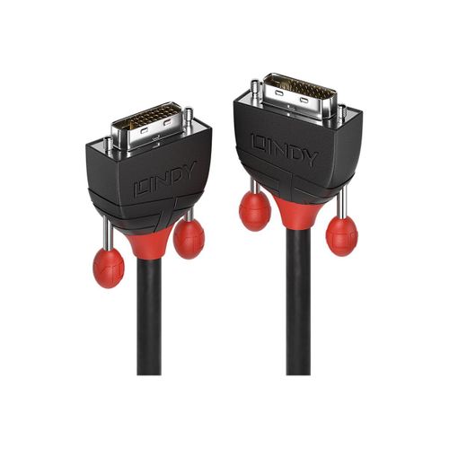 Lindy Black Line - Câble DVI - liaison double - DVI-D (M) pour DVI-D (M) - 50 cm - rond, vis moletées, support 1080p - noir