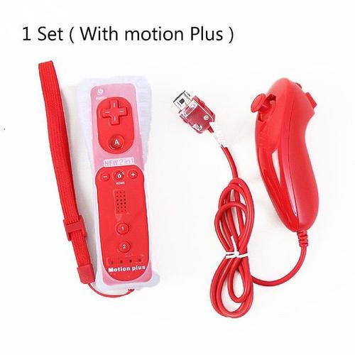 Rouge Avec Motion Manche De Jeu Sans Fil Nunchuck Avec Motion Plus Intégré Pour Nintendo Wii, Joystick, Télécombrande, Contrôleur Pour Console De Jeu Vidéo