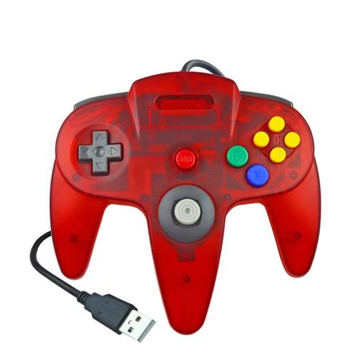 Rouge Transparent Manette De Jeu Filaire Usb N64 Pour Nintendo 64, Contrôleur, Joystick Pour Console Classique 64, Pour Ordinateur Mac Et Pc