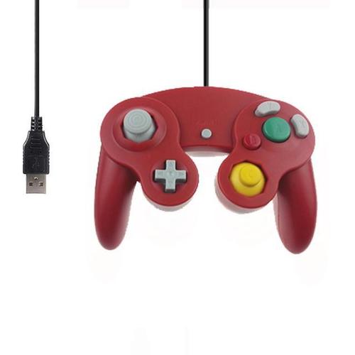 Rouge Manette De Jeu Filaire Usb D29, Contrôleur De Vibration, Joystick Verser Ordinateur Nintendo Gamecube Pc / Ngc / Mac