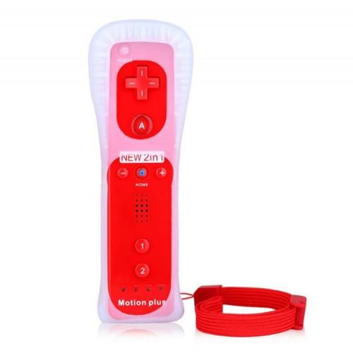 Rouge Clair Télécommande Sans Fil 2 Fr 1 Pour Nintendo Wii Nunchuk, Contrôleur De Jeu Intégré Motion Plus Avec Étui En Silicone Et Capteur De Mouvement, Collection Nouvelle