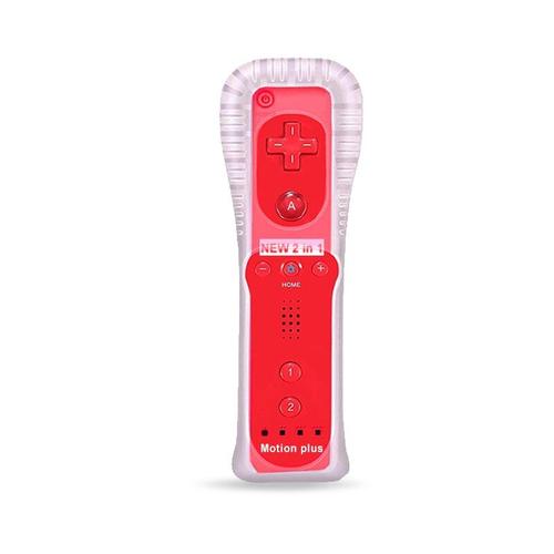 Rouge Pour La Télécommande Wii Manette De Jeu 2 Fr 1 Pour Nintendo Wii Nunchuk Avec Capteur De Mouvement Intégré, Contrôleur À Distance Sans Fil Avec Étui En Silicone