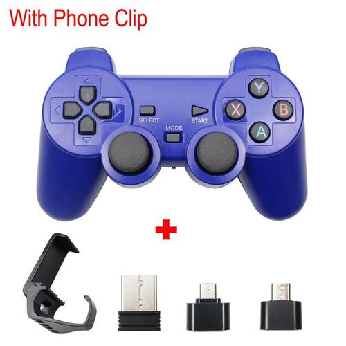 Bleu Avec Stand Manette De Jeu Sans Fil 2.4 Ghz Usb, Contrôleur De Jeu Pour Téléphone Android / Pc / Ps3 / Tv Box Xiaomi