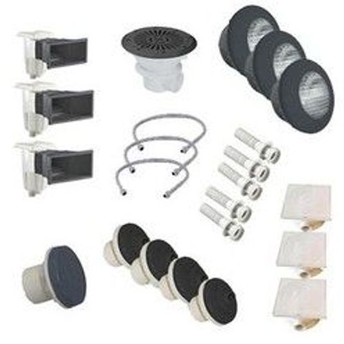 Kit de pièces à sceller gris anthracite pour piscines béton de dimension entre 10x5 m et 13x6 m