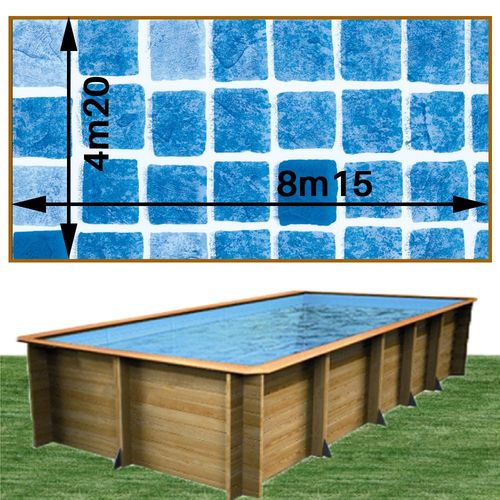 Piscine en bois woodfirst original 800 x 400 x h133 - liner uni persia bleu
