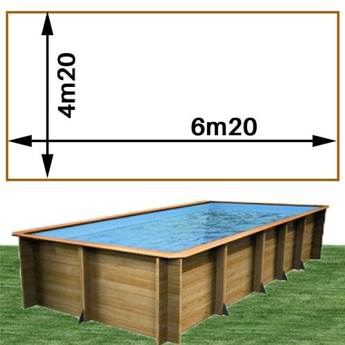 Piscine bois woodfirst original rectangulaire 620 x 420 x 133 cm liner blanc