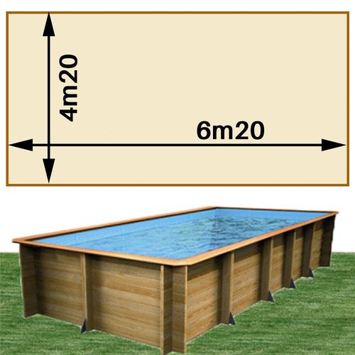 Piscine bois woodfirst original rectangulaire 620 x 420 x 133 cm liner sable