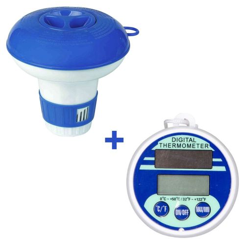 Ensemble diffuseur de chlore et thermomètre solaire