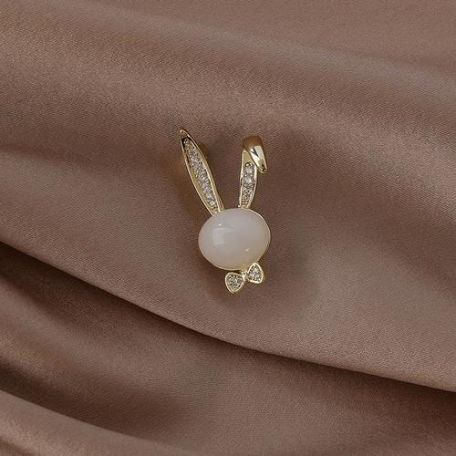 Broche En Métal Et Cuivre, Animal Lapin Rose Fleur, Collier Populaire Créatif Pour Femmes, Corsage De Fête