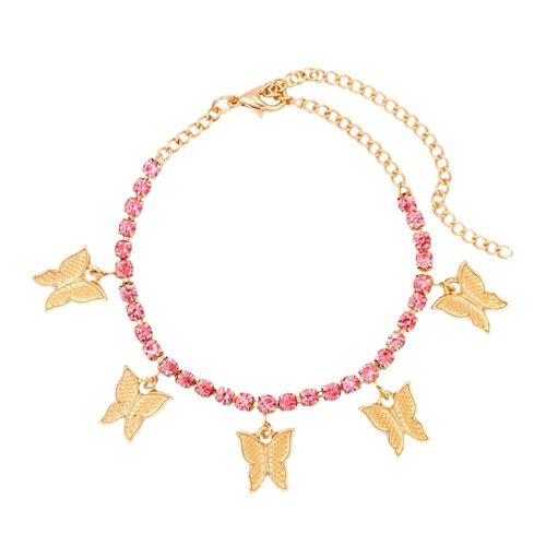 Bracelet De Cheville En Cristal Pour Femmes, Style Boho, Rose, Strass Glacé, Bijoux De Plage, Pieds Nus, Chaîne Sur Les Jambes, Été