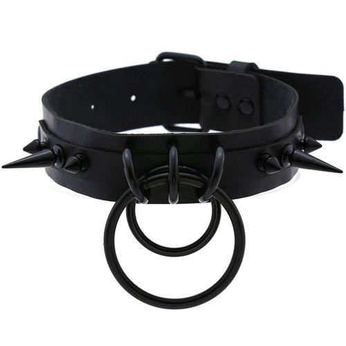Collier Ras Du Cou En Cuir À Rivets Pour Hommes Et Femmes, Punk Gothique, Noir, Harajuku, Pendentif Rond, Bijoux