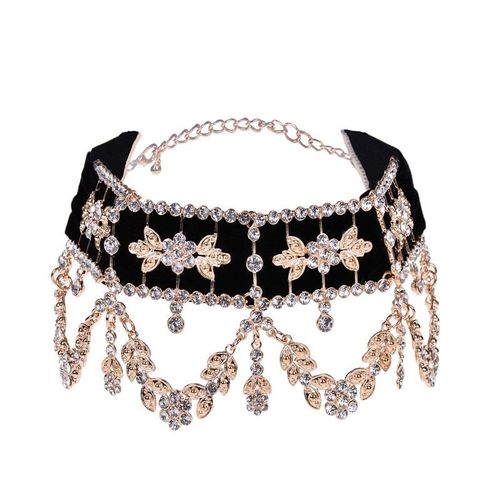 Grand Collier De Déclaration Maxi Pour Femmes, Bijoux De Luxe, Ras Du Cou Avec Ruban De Fleurs En Strass, 2020