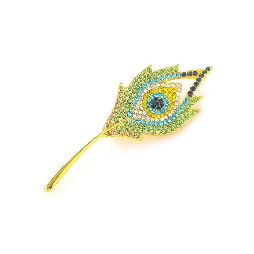Broche En Métal Avec Strass, Plume De Paon, Pour Fille, Mignon, Badge Populaire, Accessoires De Fête