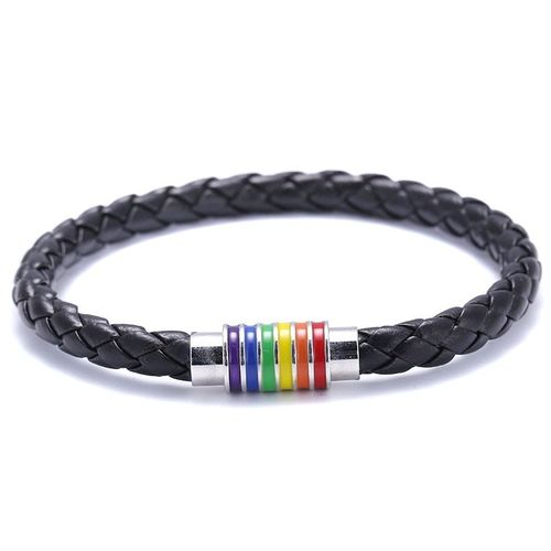 Bracelet En Cuir Tissé Simple, De Haute Qualité, Corde Arc En Ciel Avec Boucle Magnétique En Acier Titane, Pour Hommes Et Femmes, Cadeaux 2020