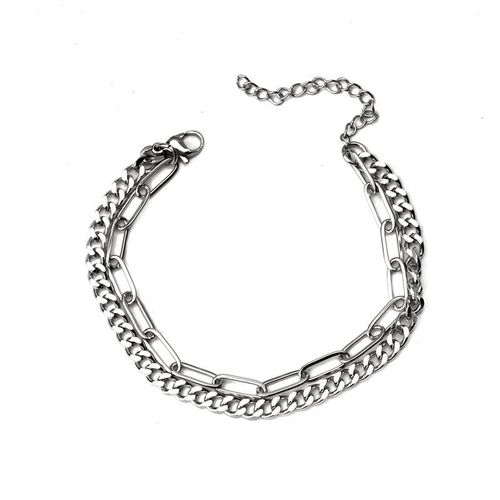 Bracelet Hip Hop Simple Et Polyvalent En Acier Titane, Chaîne Double Couche En Acier Inoxydable Pour Hommes Et Femmes, Ne Se Décolore Pas, Offre Spéciale