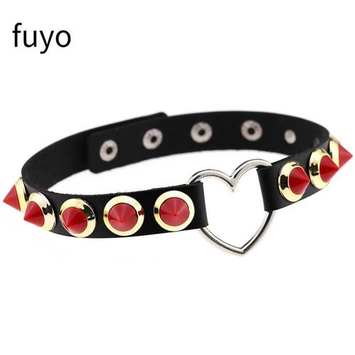 Collier Multicolore Punk Rock Gothique Unisexe Pour Femmes Et Hommes, En Cuir, Avec Rivet, Collier Ras Du Cou, Bijoux De Déclaration