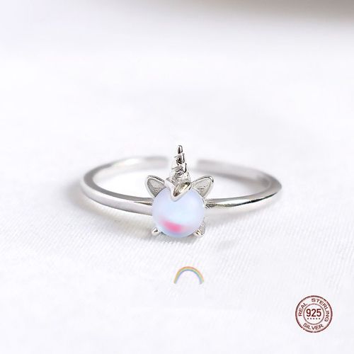 Bague Licorne Ajustable, Anneau D'ouverture En Pierre De Lune Pour Femmes, Bijoux De Charme Pour Fille, Anneau De Mariage D'anniversaire