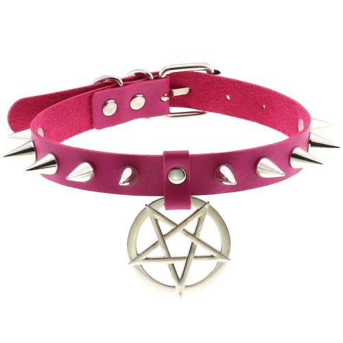 Collier Ras Du Cou En Cuir Pour Femmes, Avec Pendentif Étoile, Rivet Clouté, Collier Pour Filles, Fête, Club, Bijoux Gothiques, Accessoires Emo