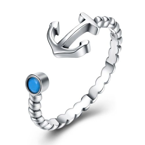 Bague En Argent Sterling 925 Pour Femme Et Homme, Bijoux Fins, Style Punk Vintage, Ancre De Bateau, Turquoise, Ajustable
