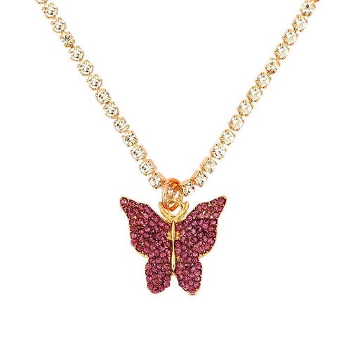 Collier Avec Pendentif Papillon Multicolore En Strass Pour Femmes, Chaîne En Cristal, Ras Du Cou, À La Mode, Bijoux Cadeau De Mariage, 2020