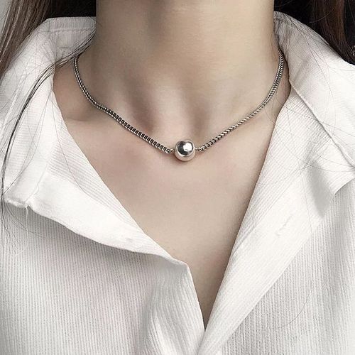 Bijoux Vintage En Argent Sterling S925, Collier Avec Petite Perle Ronde, Clavicule, Simple, Thaïlandais, Pour Cadeaux De Fête, Pour Filles