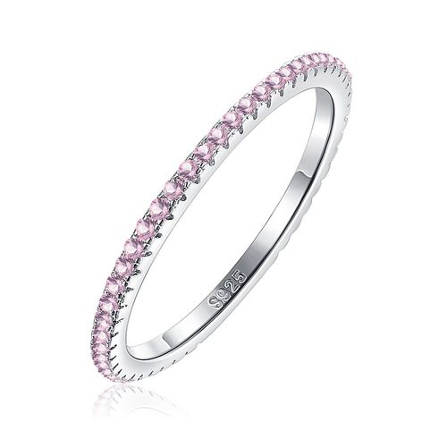 Bague De Mariage En Argent Sterling 925, Cristal Rose, Bague Géométrique Simple, Bijoux Fins Pour Petite Amie