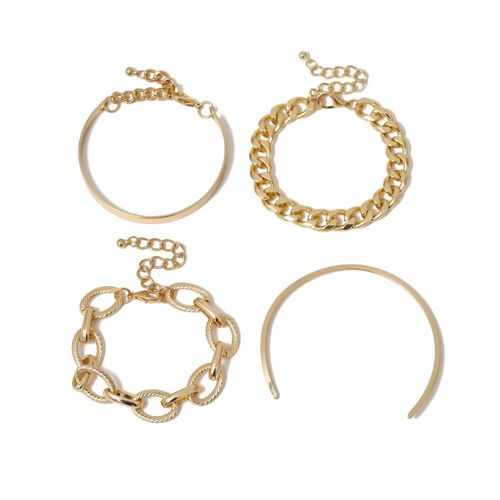 Ensemble De Bracelets Torsadés En Métal Pour Hommes Et Femmes, Style Punk, Gothique, Chaîne Cubaine, Bijoux Hip Hop, 4 Pièces/Ensemble, 2020