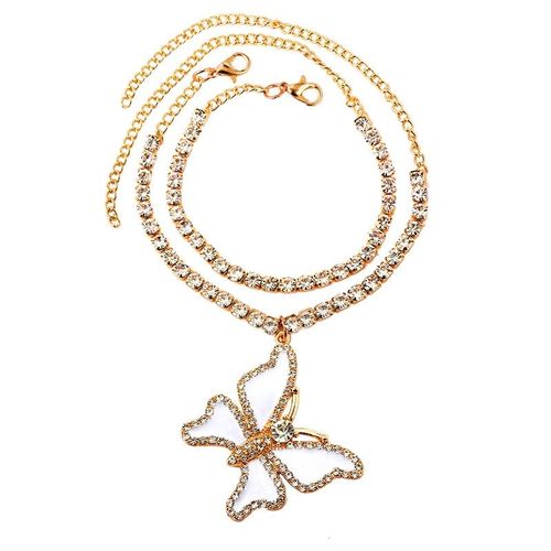 Bracelets De Cheville Papillon Strass Brillant Pour Femmes, Chaîne De Tennis En Cristal, Bijoux De Plage, Nouvelle Tendance Pièces/Ensemble, 2 2021