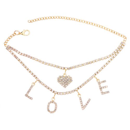 Bracelets De Cheville Avec Lettres D'amour En Strass Pour Femmes, Double Couche, C¿Ur, Chaîne De Tennis En Cristal, Style Boho, Bijoux De Plage, Nouveau, 2021