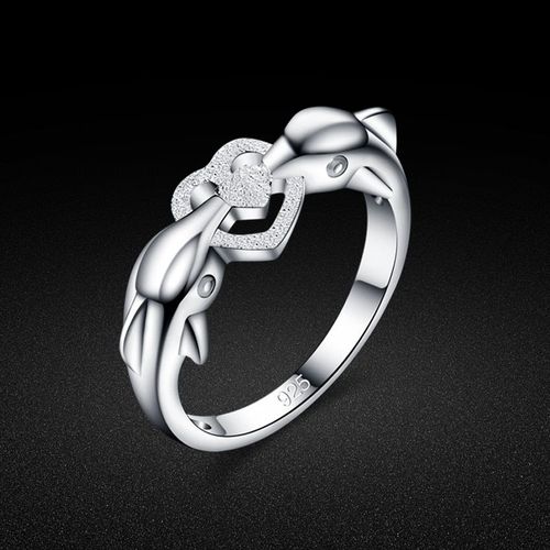 Bague En Argent Sterling 925 Pour Femmes, Design Simple, Dauphin Kiss, Bague En Argent Massif, Bijoux À La Mode, Meilleur Cadeau