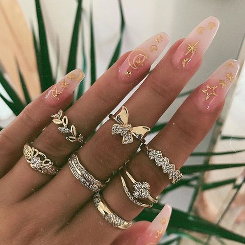Bagues Européennes Et Américaines Avec Strass Creux Créatif, Ensemble De Bagues Papillon, Ensemble De 7 Pièces Pour Femme, Offre Spéciale