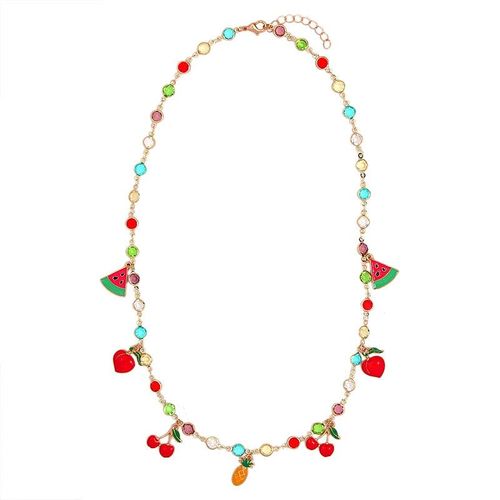 Collier Avec Pendentif En Forme De Cerise Et De Pêche Pour Femme, Bijou Multicolore En Perles De Cristal, À La Mode, Nouveau Design, Cadeau, 2020