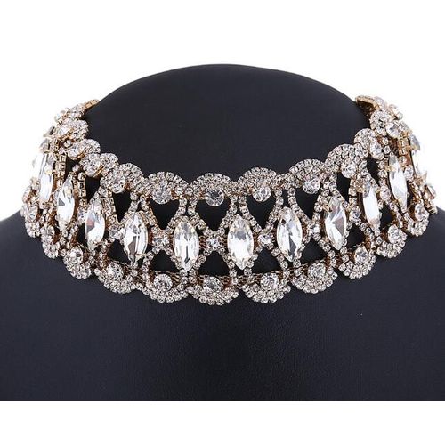 Collier Ras Du Cou En Cristal Avec Fleur Creuse Pour Femmes, Bijoux De Luxe En Or Et Noir, Cadeau De Mariage