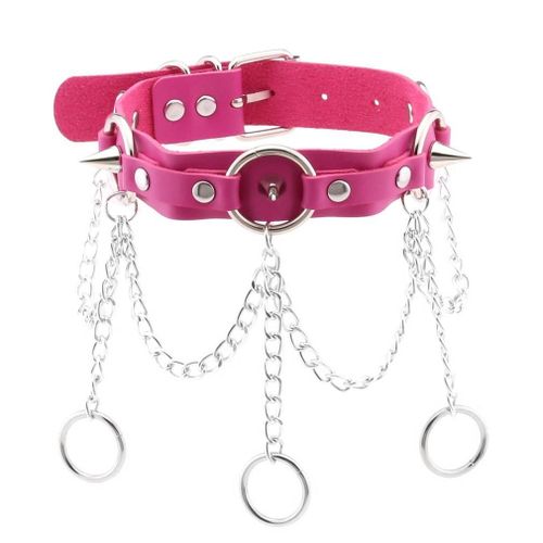 Collier Ras Du Cou En Cuir Pu Noir, Bijoux Gothiques, Punk, Rivets, Pic, Longues Chaînes, Pendentifs Ronds, Colliers Harajuku