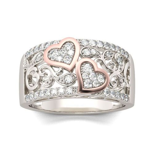 Bague De Mariage Couleur Or Rose Pour Femme, Anneau De Doigt En Pierre Cz, Design De Bijoux À La Mode