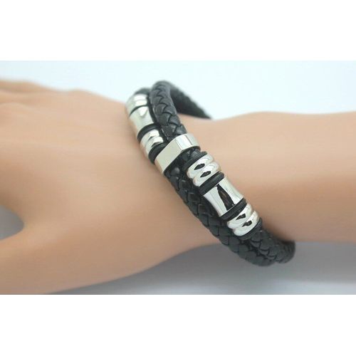 Bracelets En Cuir Véritable Et Acier Titane Pour Hommes, Bijoux Vintage, Boutique Créative, À La Mode