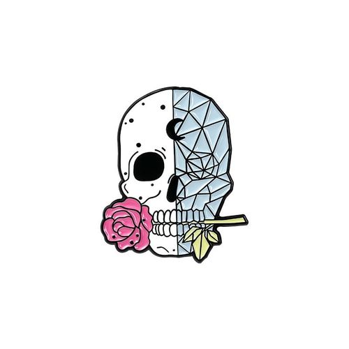 Broche En Métal Avec Tête De Mort Et Fleur De Rose Pour Femmes, Badge Créatif Et Populaire, Personnalité Du Campus, Épingle À Chapeau