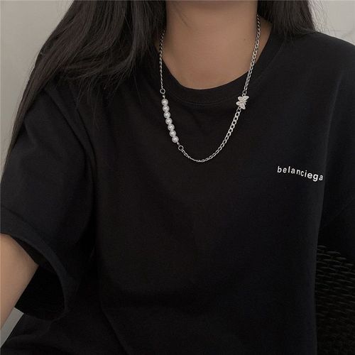 Collier En Titane Et Acier Pour Femme, Bijoux Simples, Style Harajuku, Chaîne De Clavicule Hip Hop, Perles Papillon, Personnalité Féminine