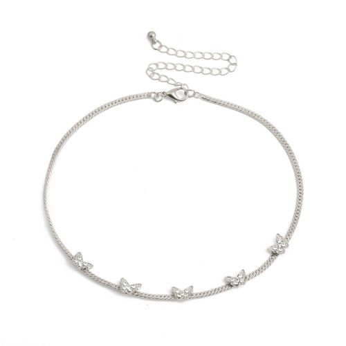 Collier Simple Avec Strass Géométrique, Bijou À La Mode, Simple Couche, Tempérament, Court, Chaîne En Os De Serpent, Papillon, Pour Femme