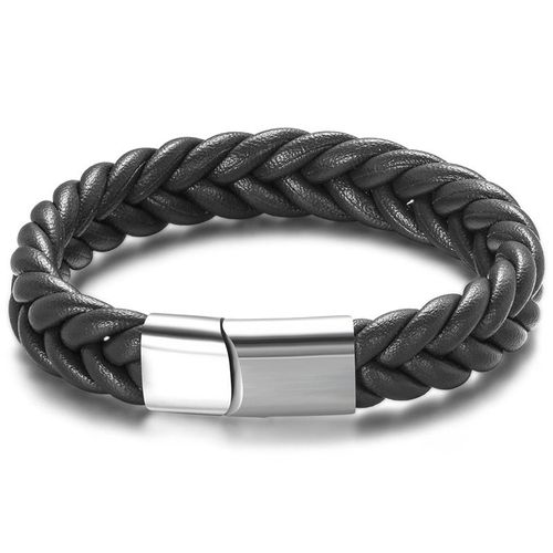 Modyle Bracelet Classique Pour Hommes, Breloque En Cuir Tricoté À La Main, Style Simple, Multicolore, En Acier Inoxydable, Fermoir Magnétique, Cadeau
