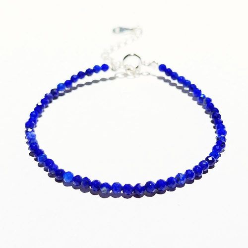 Bracelet En Argent Sterling 925, Bijoux Lys, Lapis Lazuli Naturel, Bijou Ajustable, Pierres Précieuses, Cadeau D'anniversaire Pour Ami