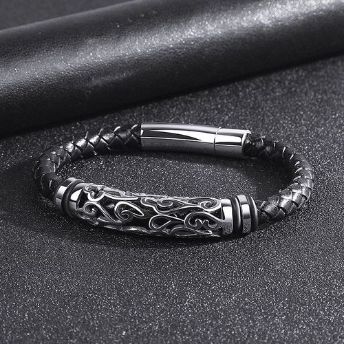 Bracelet En Cuir Véritable Pour Hommes, Bijoux En Acier Et Titane, Sculpture De Nuage, Nouvelle Collection