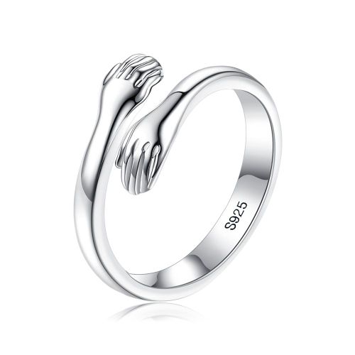 Bague En Argent Sterling 925 Pour Femme, Anneau Fait À La Main En Forme De Câlin, Bijou Fin, Simple, Chaud Et Doux, Cadeau