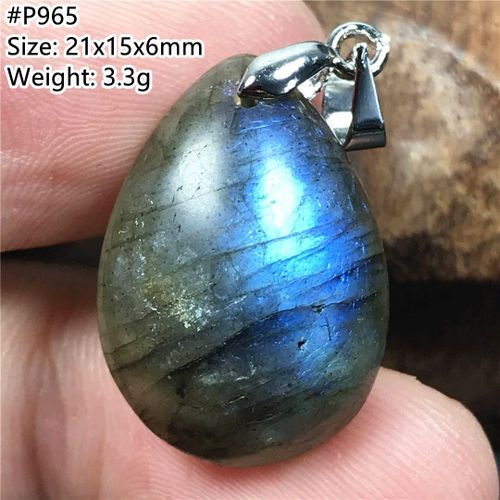 Pendentif En Labradorite Naturelle Pour Homme Et Femme, Bijoux En Cristal Jaune Bleu Clair, En Argent, Perles De Guérison, Cadeau D'amour, Pierre De Lune, Aaaaa